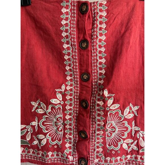 Blue Rain Francescas Linen Mini Skirt Embroidered Womens Small - Picture 3 of 6